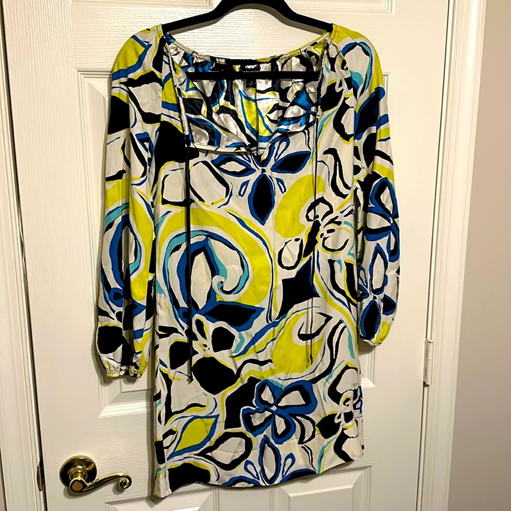 Tropical satin tunic dress, size XS